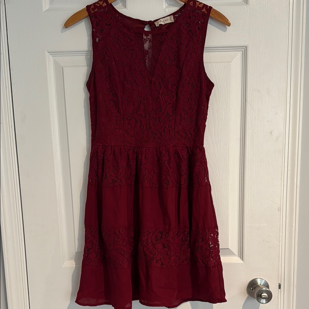 Elegant Burgundy Lace Dress